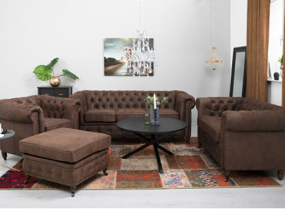 Chesterfield Couch Seat Upholstery 321 Stool Seater Suite Sofa Sofas Footstool